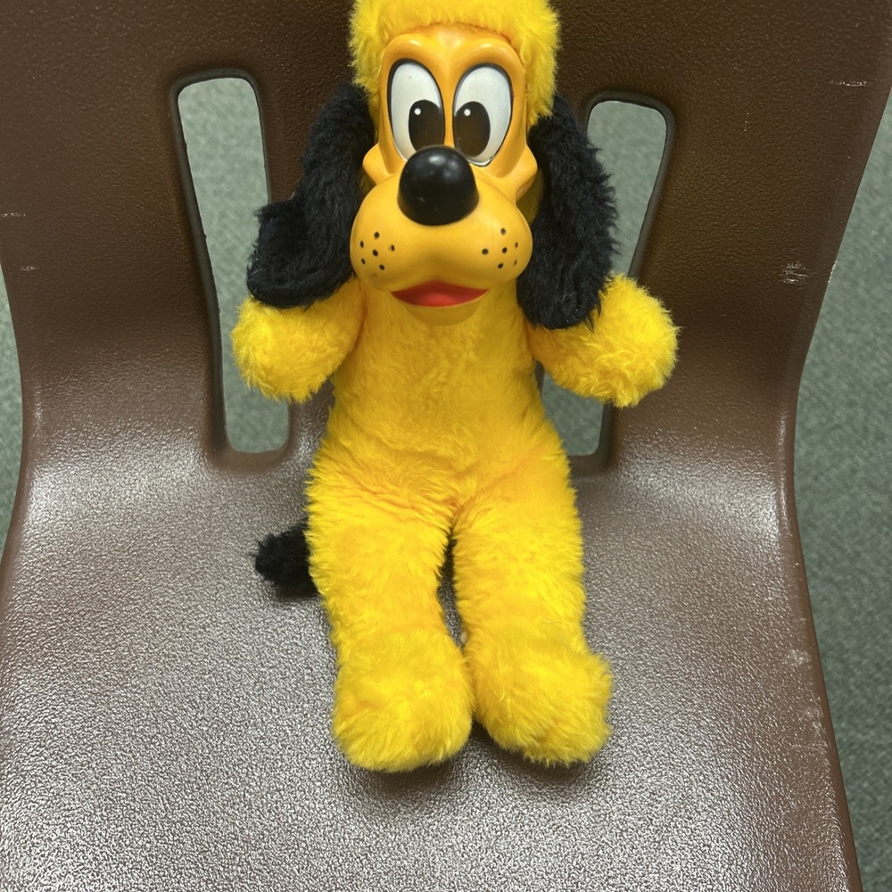 Vintage Rubber Face Pluto Disney Stuffed Toy 1970s